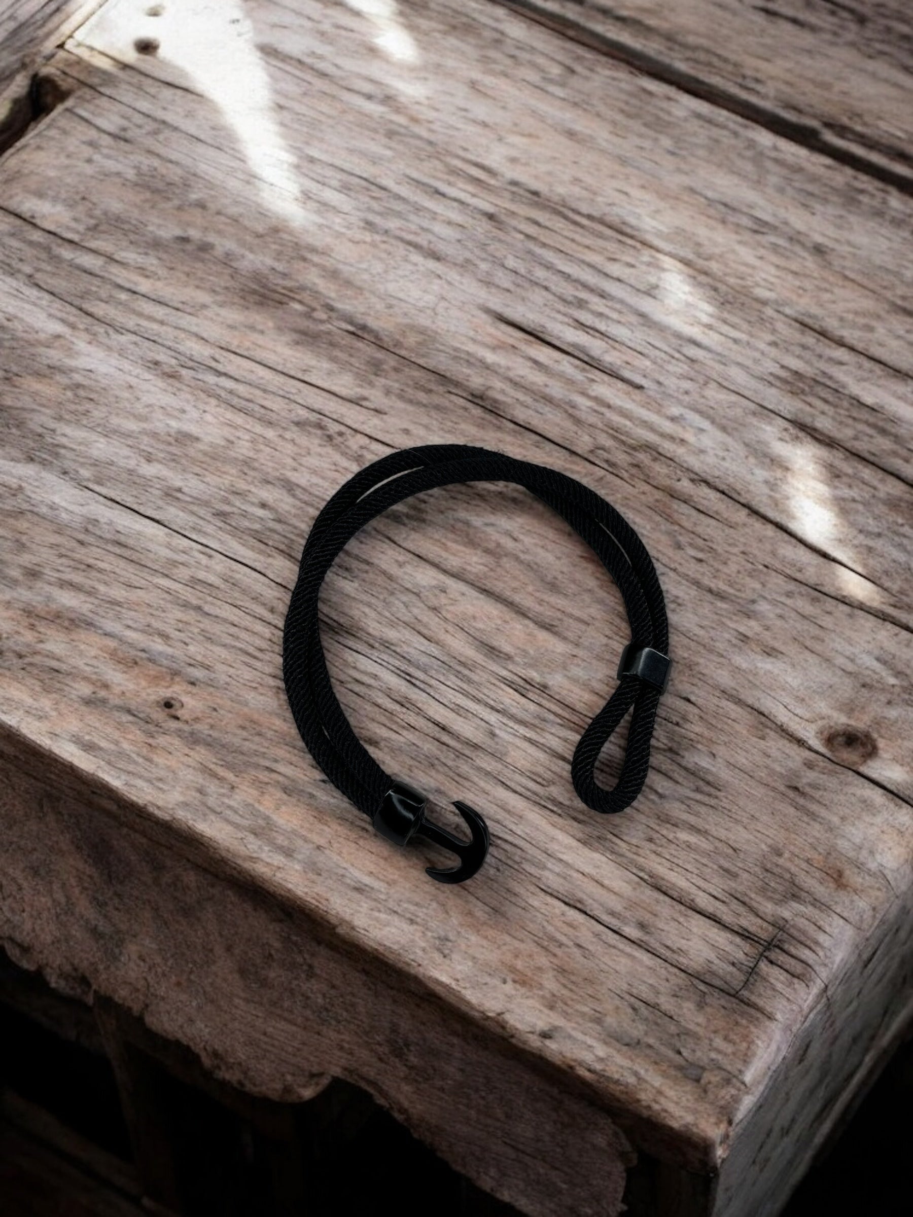 Bracelet homme corde ancrage noir