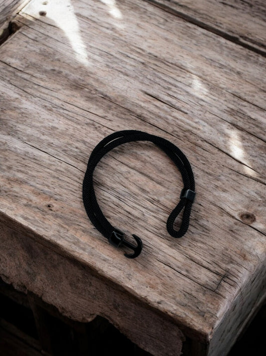 Bracelet homme corde ancrage noir