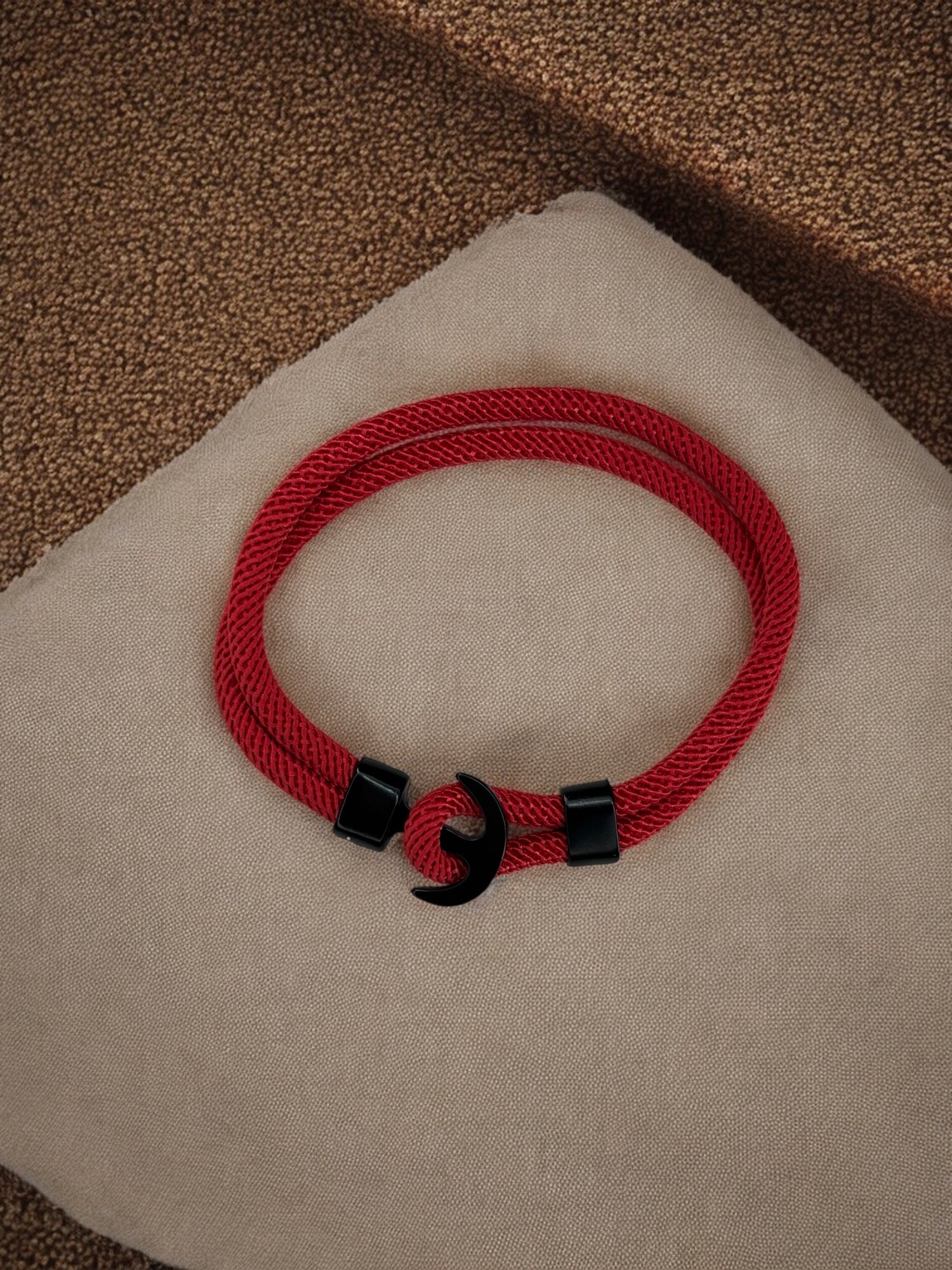 Bracelet homme corde ancrage rouge