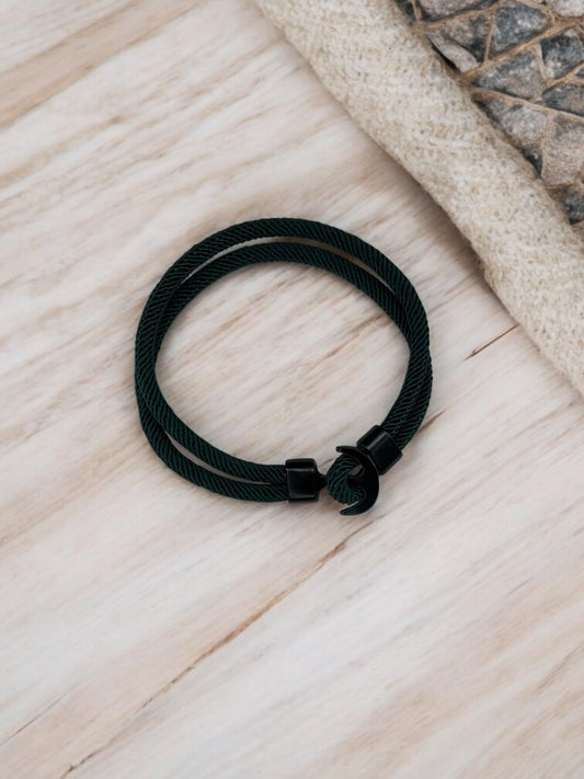 Bracelet homme corde ancrage vert