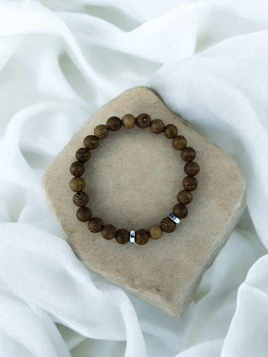 Bracelet homme deux écrous perles bois