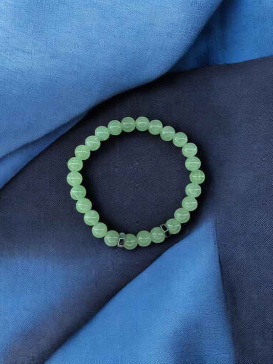 Bracelet homme deux écrous perles vert
