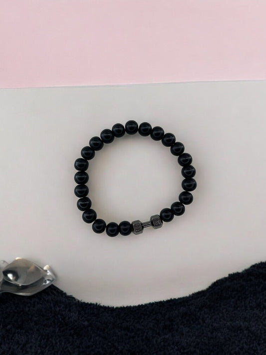 Bracelet homme haltère noir noir