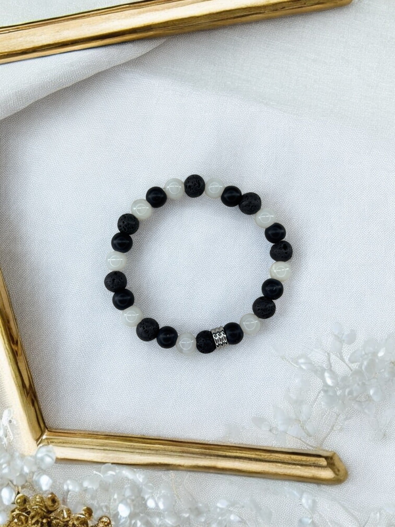 Bracelet homme mélange trois couleurs noir blanc