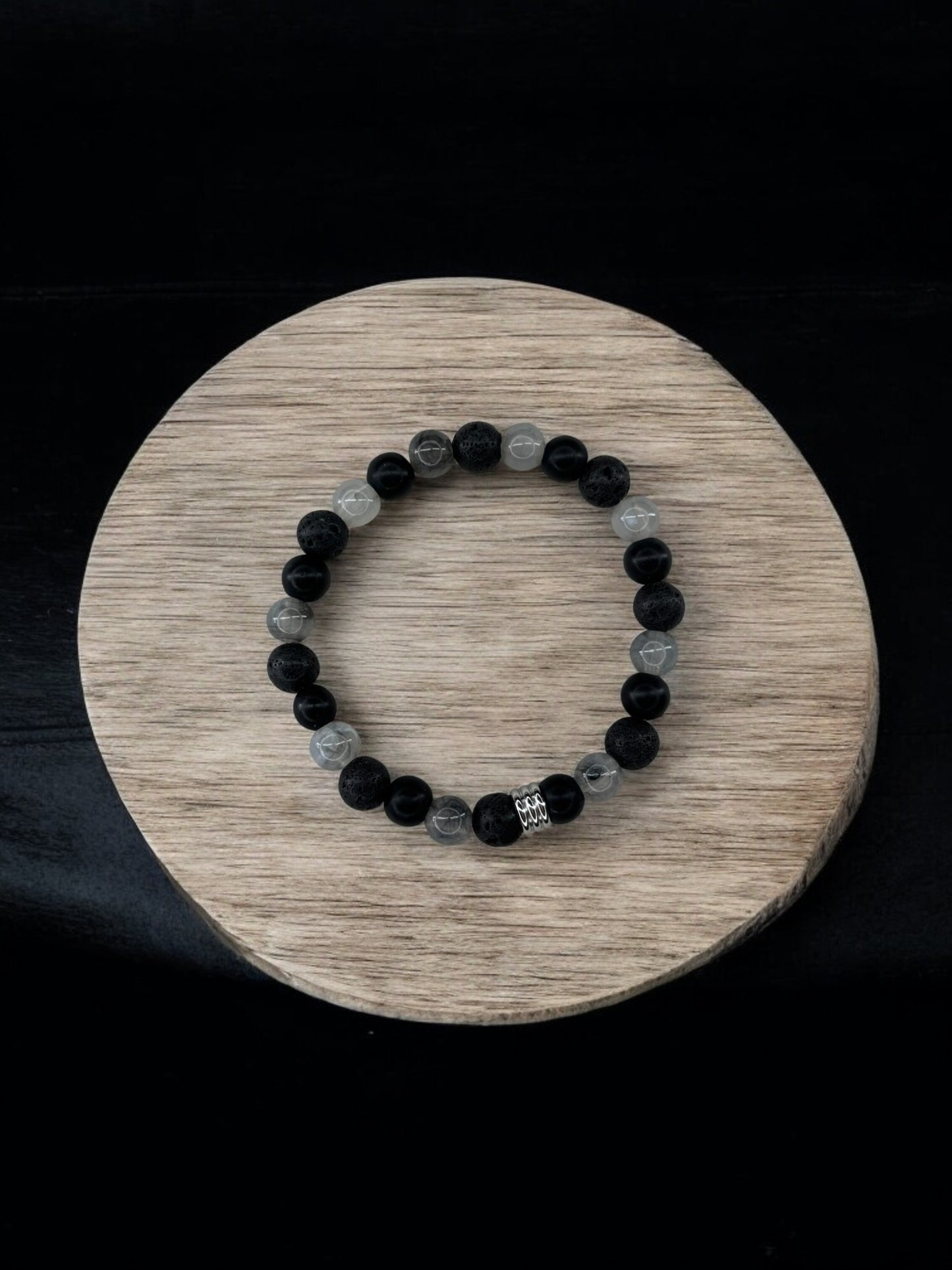 Bracelet homme mélange trois couleurs noir gris clair