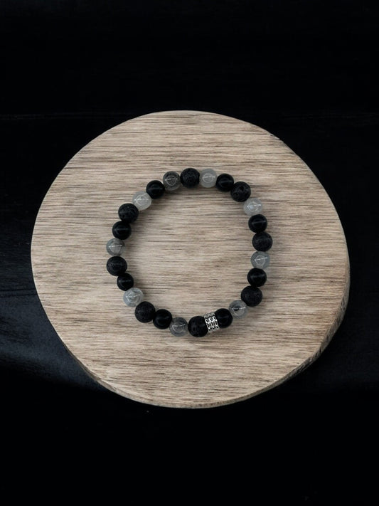Bracelet homme mélange trois couleurs noir gris clair