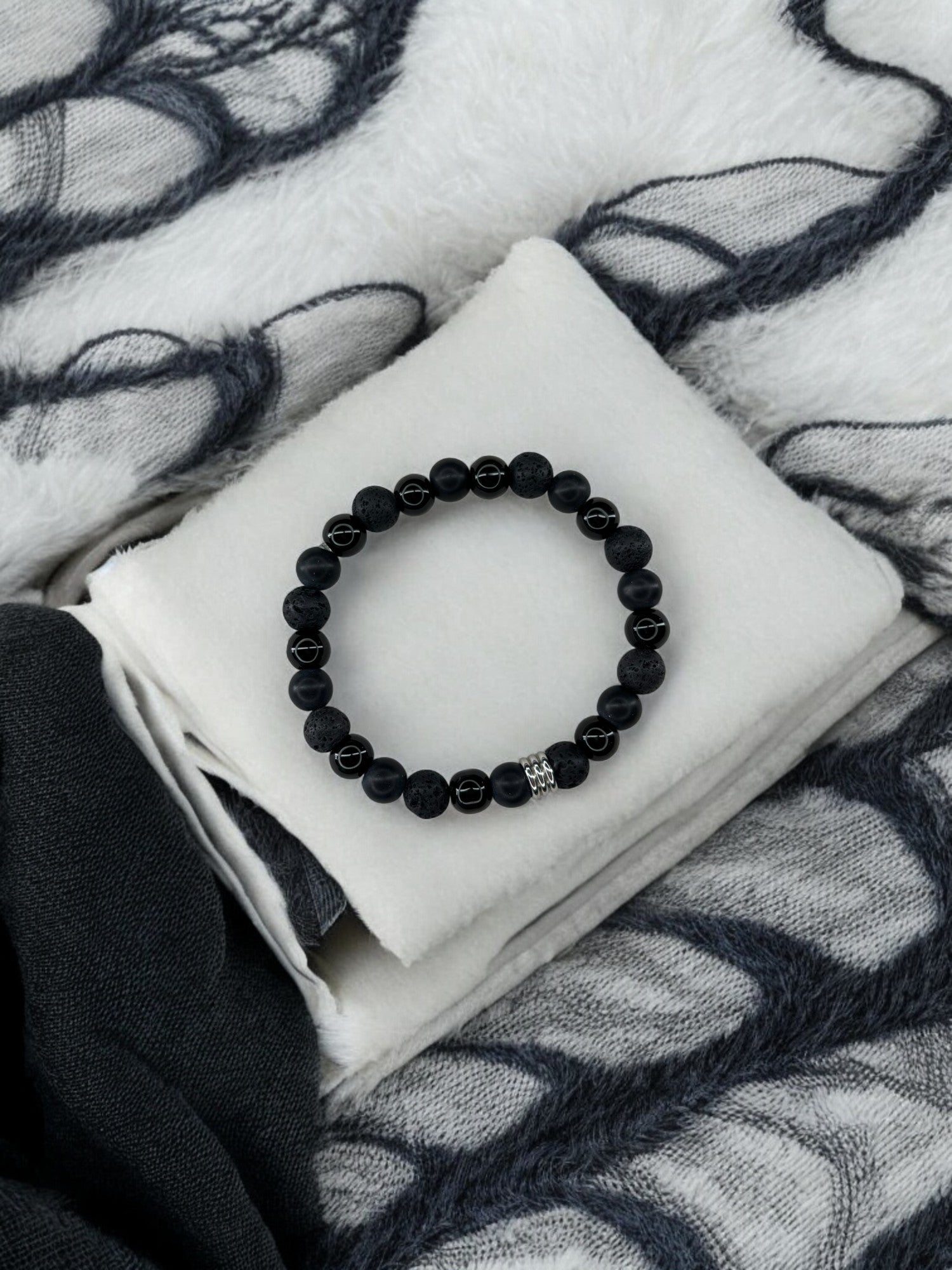 Bracelet homme mélange trois couleurs noir noir