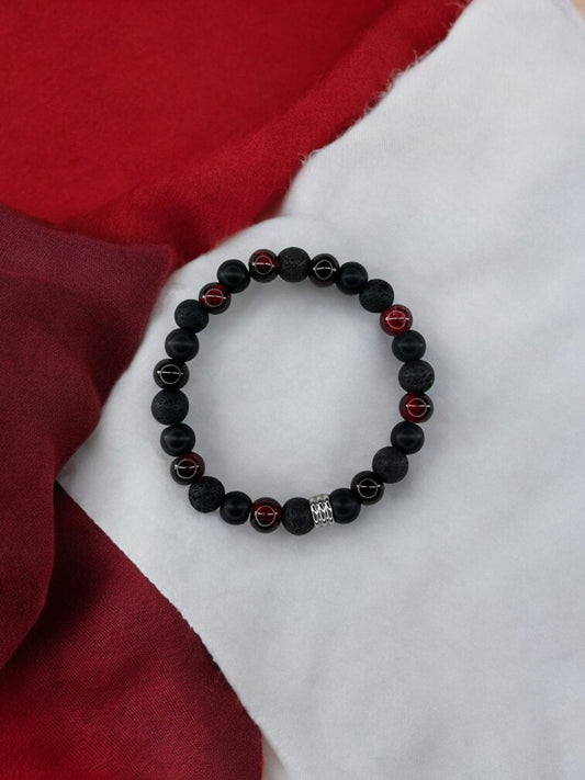 Bracelet homme mélange trois couleurs noir rouge