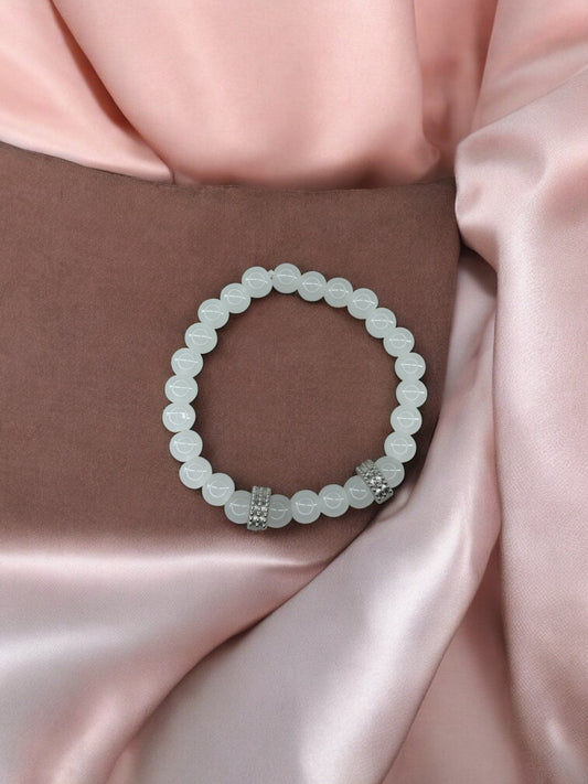 Bracelet homme perles argent perles blanc