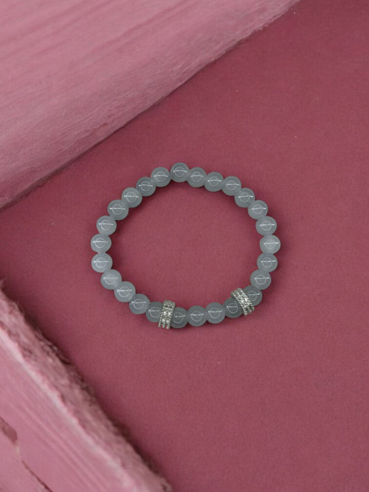 Bracelet homme perles argent perles gris