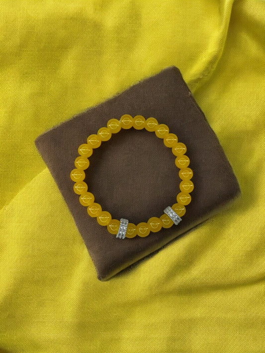Bracelet homme perles argent perles jaune