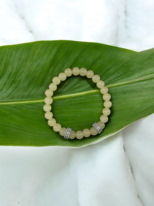 Bracelet homme perles argent perles jaune clair