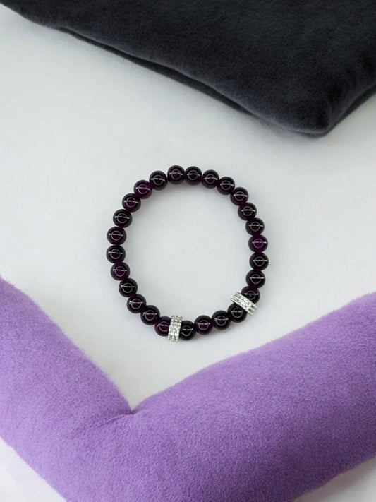 Bracelet homme perles argent perles prune
