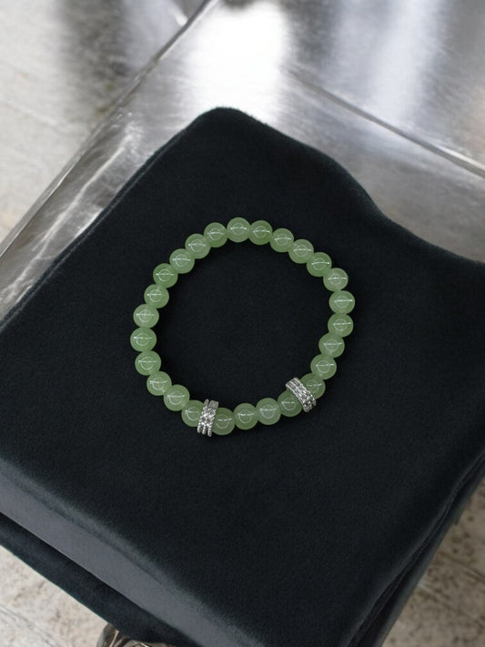 Bracelet homme perles argent perles vert
