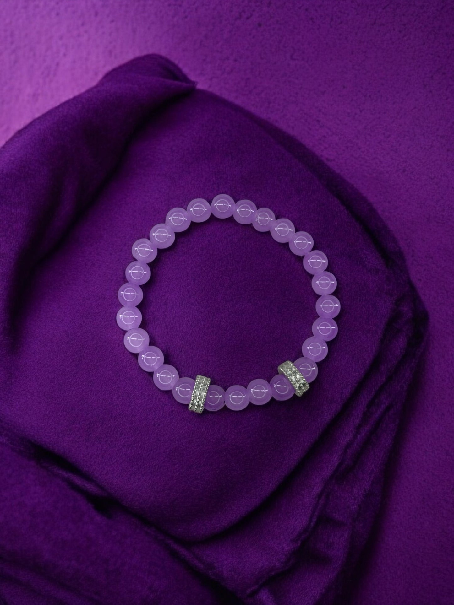 Bracelet homme perles argent perles violet