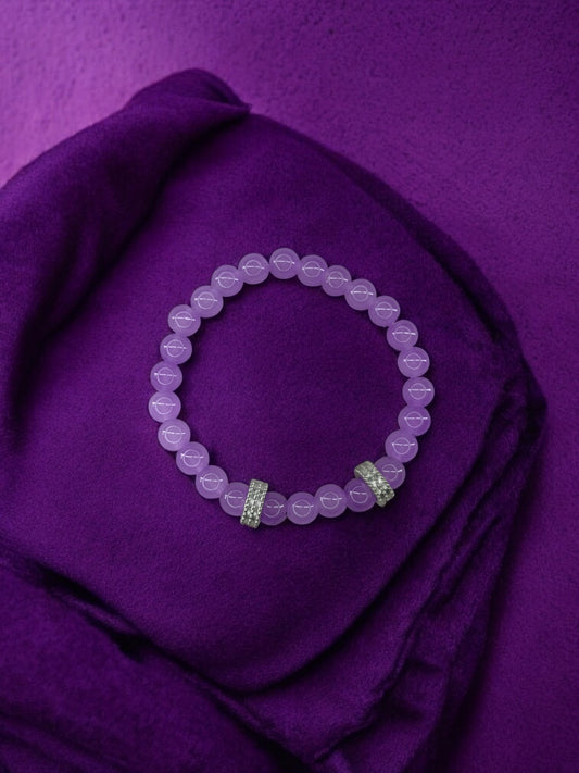 Bracelet homme perles argent perles violet
