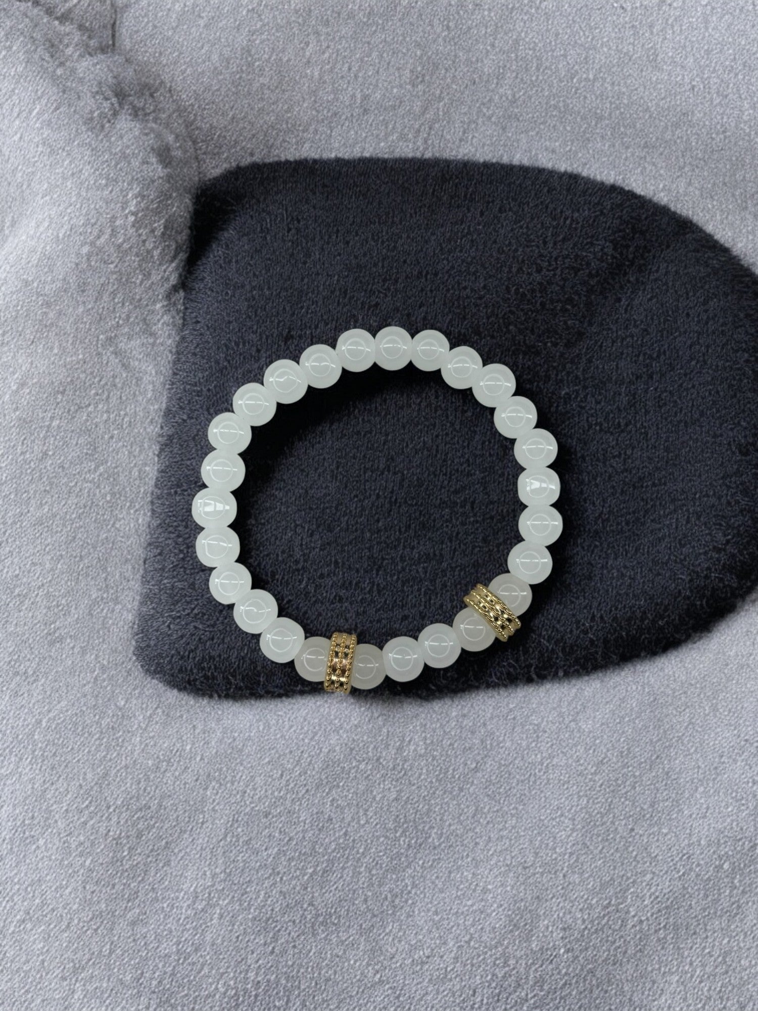 Bracelet homme perles doré perles blanc