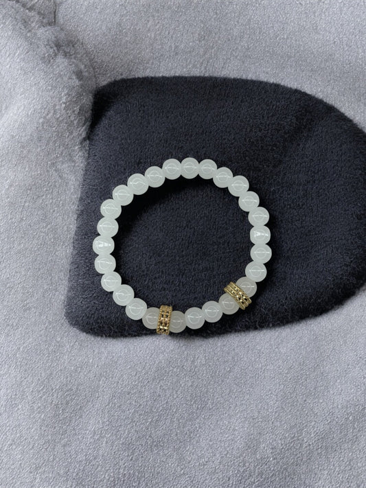 Bracelet homme perles doré perles blanc