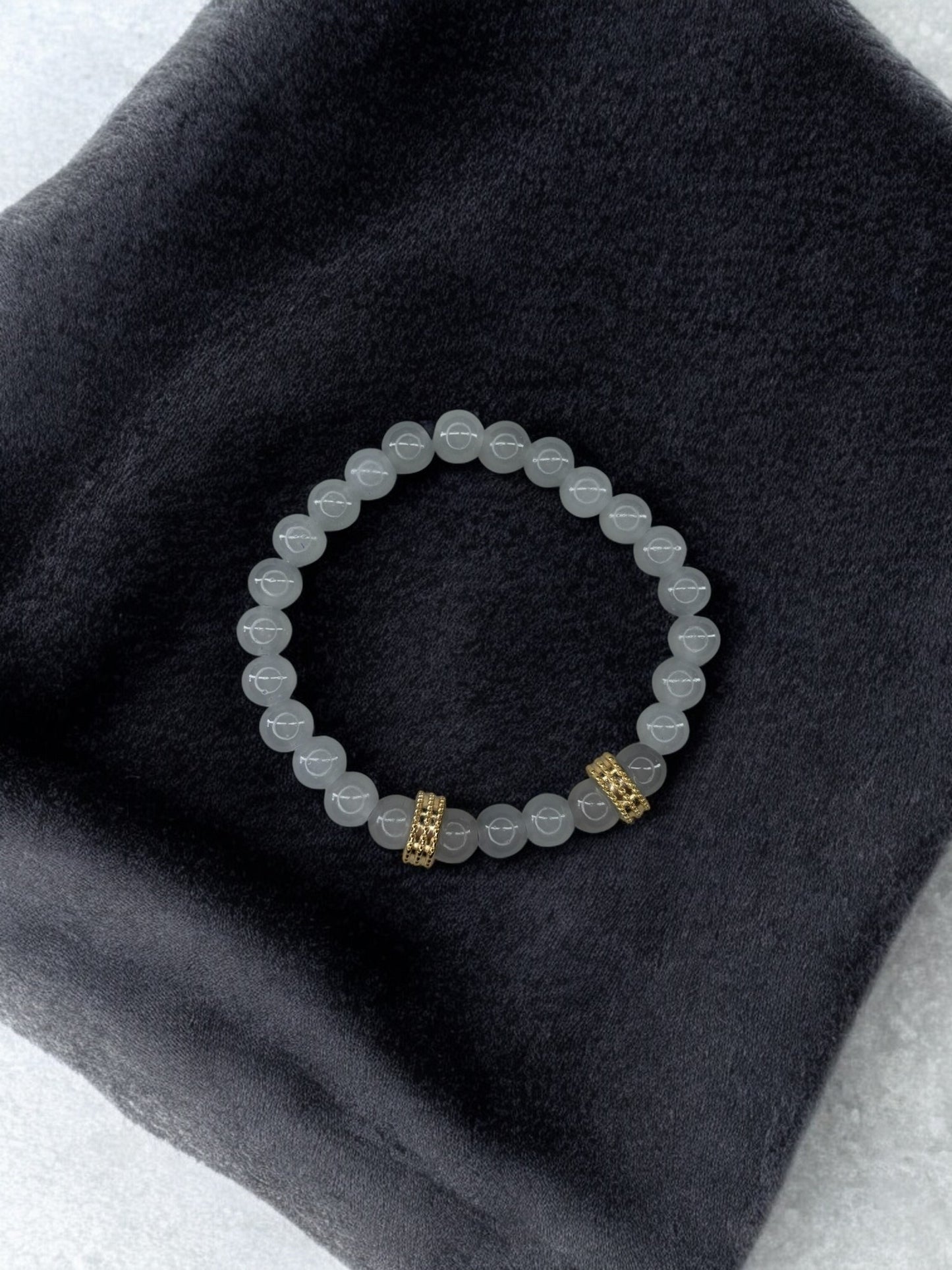 Bracelet homme perles doré perles gris