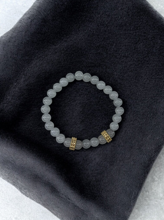 Bracelet homme perles doré perles gris