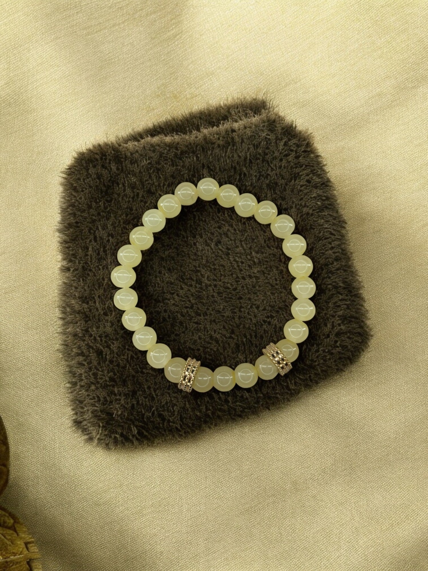 Bracelet homme perles doré perles jaune clair
