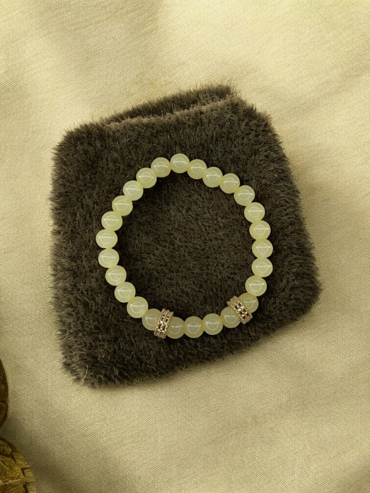 Bracelet homme perles doré perles jaune clair
