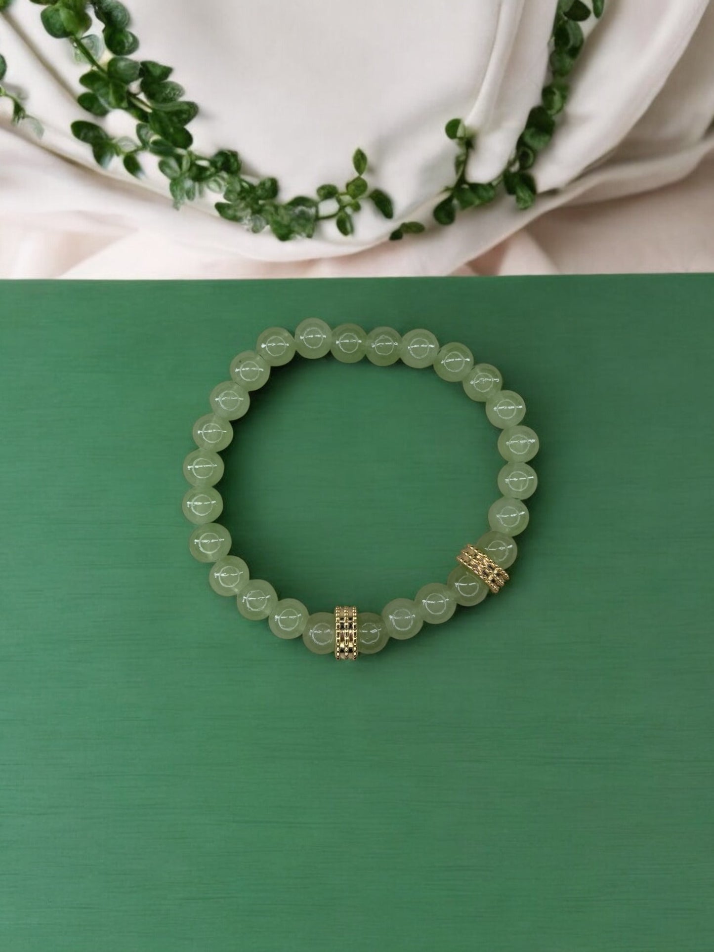 Bracelet homme perles doré perles vert