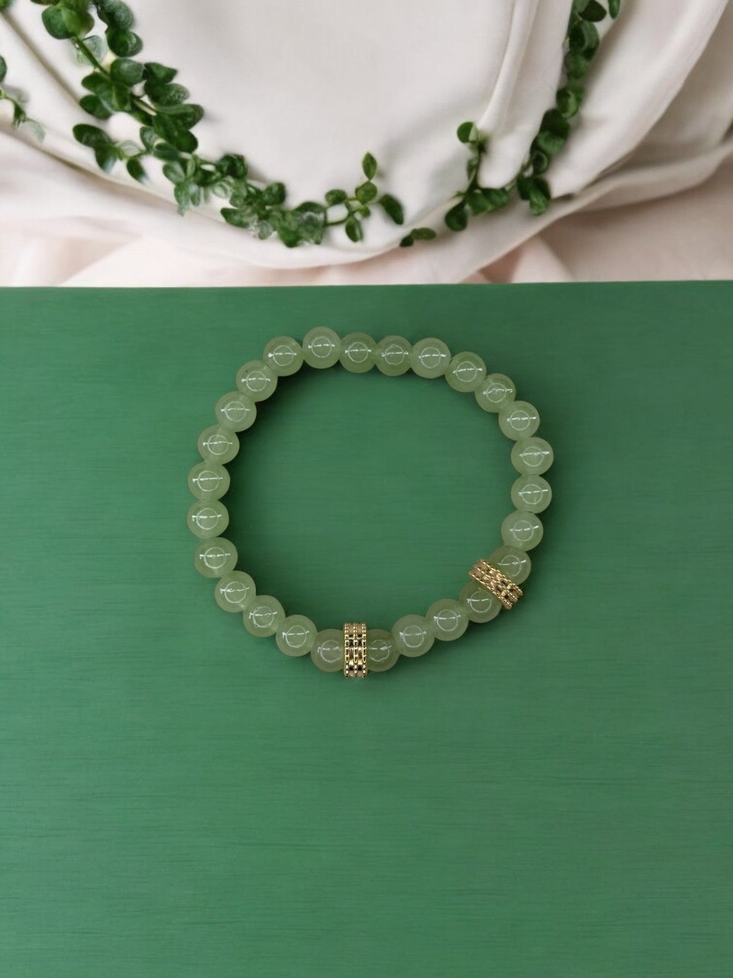 Bracelet homme perles doré perles vert