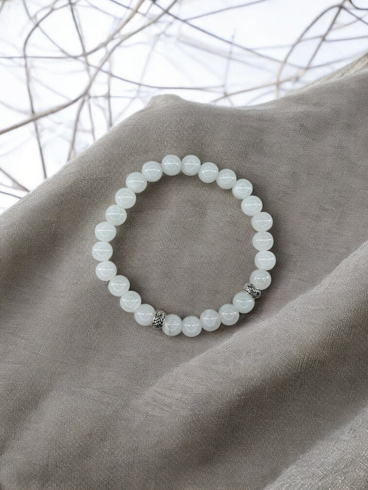 Bracelet homme perles intercalaires argent blanc