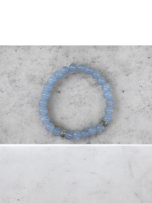 Bracelet homme perles intercalaires argent bleu
