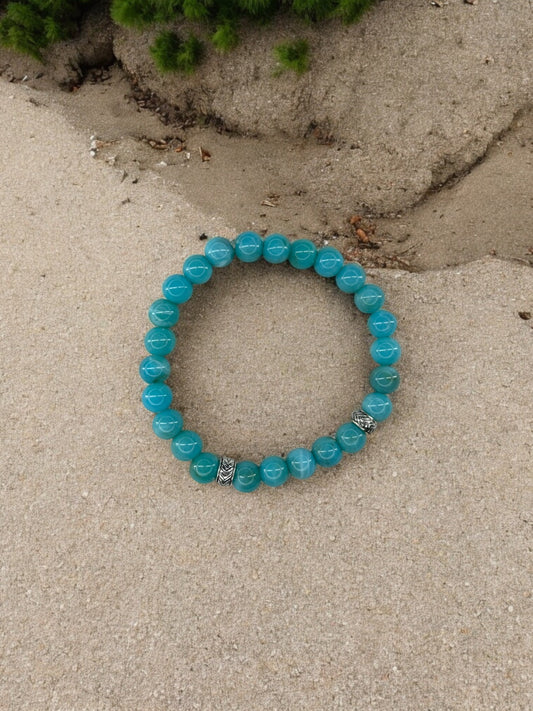 Bracelet homme perles intercalaires argent bleu turquoise