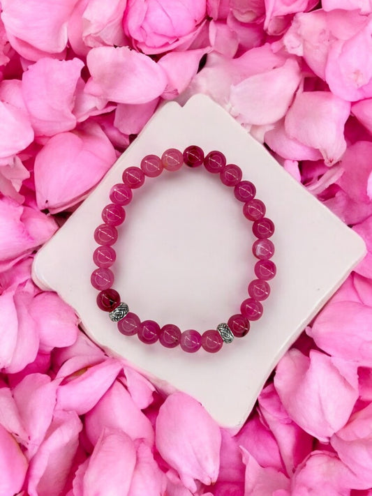 Bracelet homme perles intercalaires argent rose