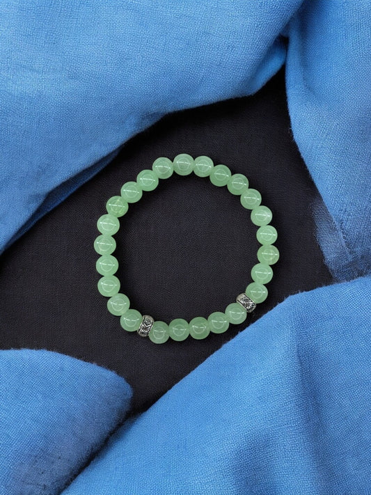 Bracelet homme perles intercalaires argent vert