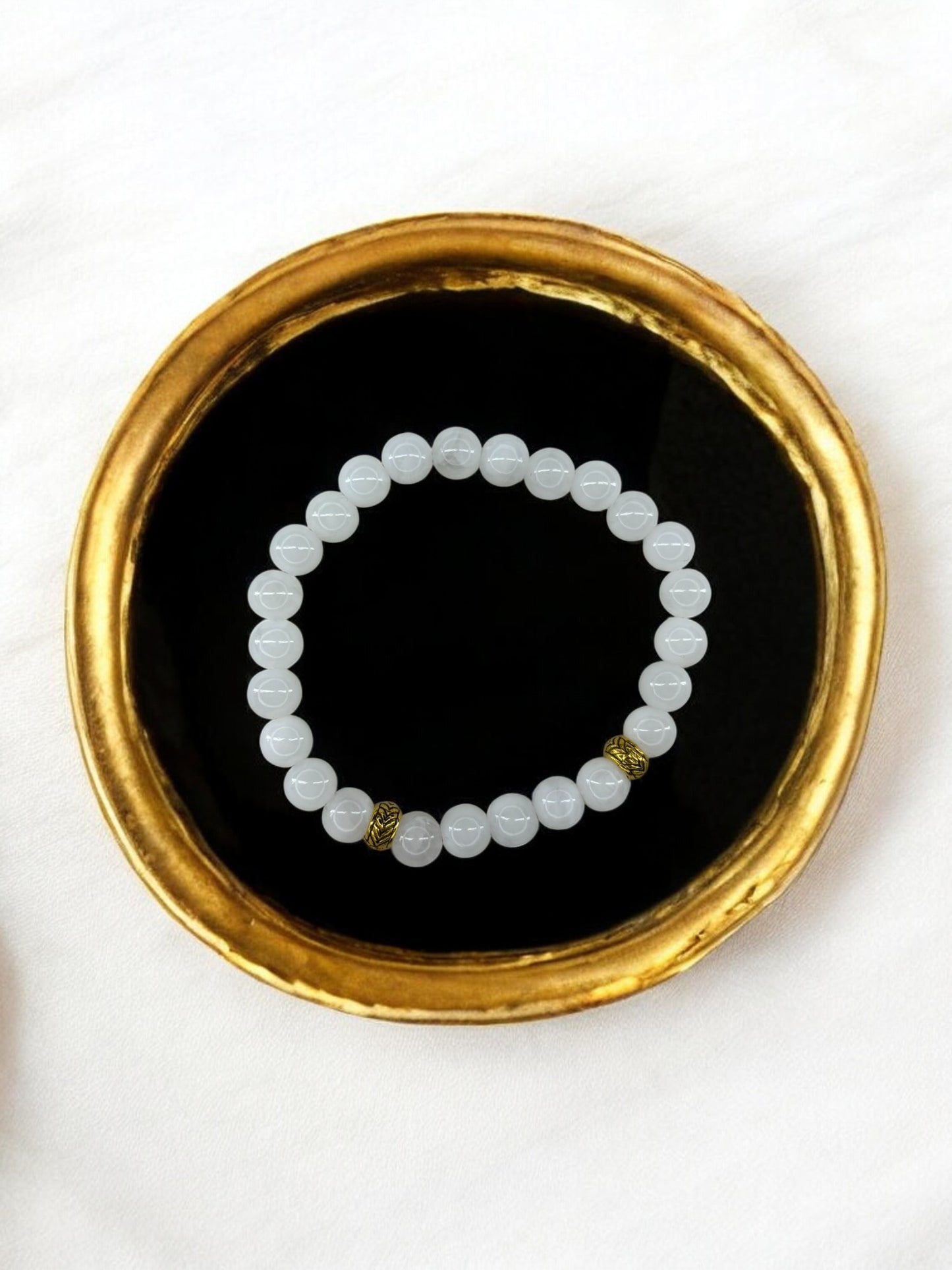 Bracelet homme perles intercalaires doré blanc
