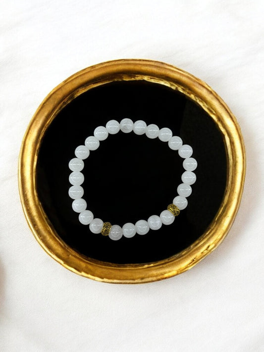 Bracelet homme perles intercalaires doré blanc