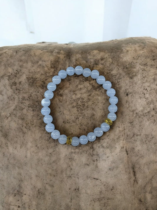Bracelet homme perles intercalaires doré bleu