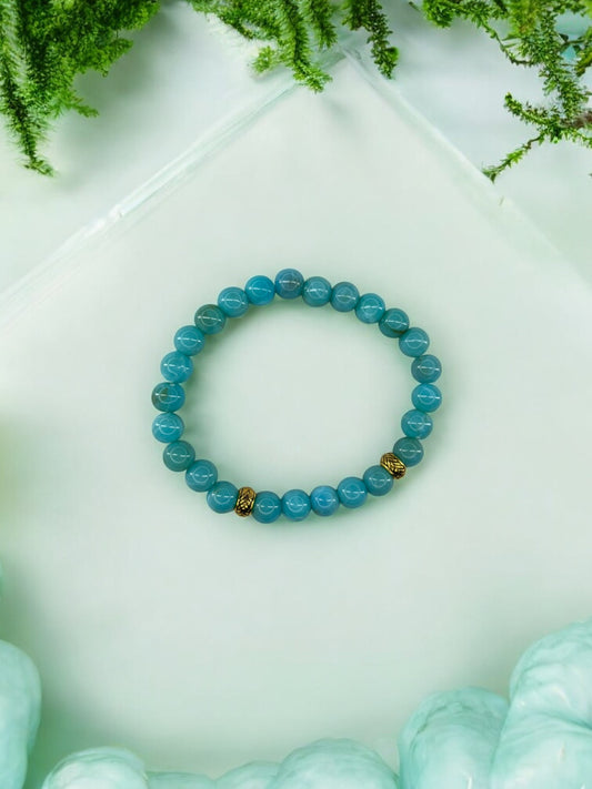 Bracelet homme perles intercalaires doré bleu turquoise
