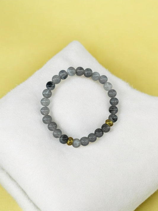 Bracelet homme perles intercalaires doré gris
