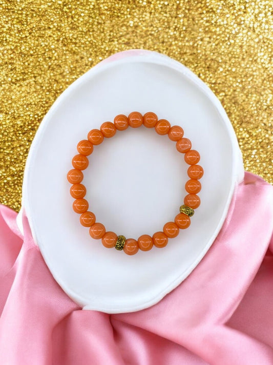 Bracelet homme perles intercalaires doré orange