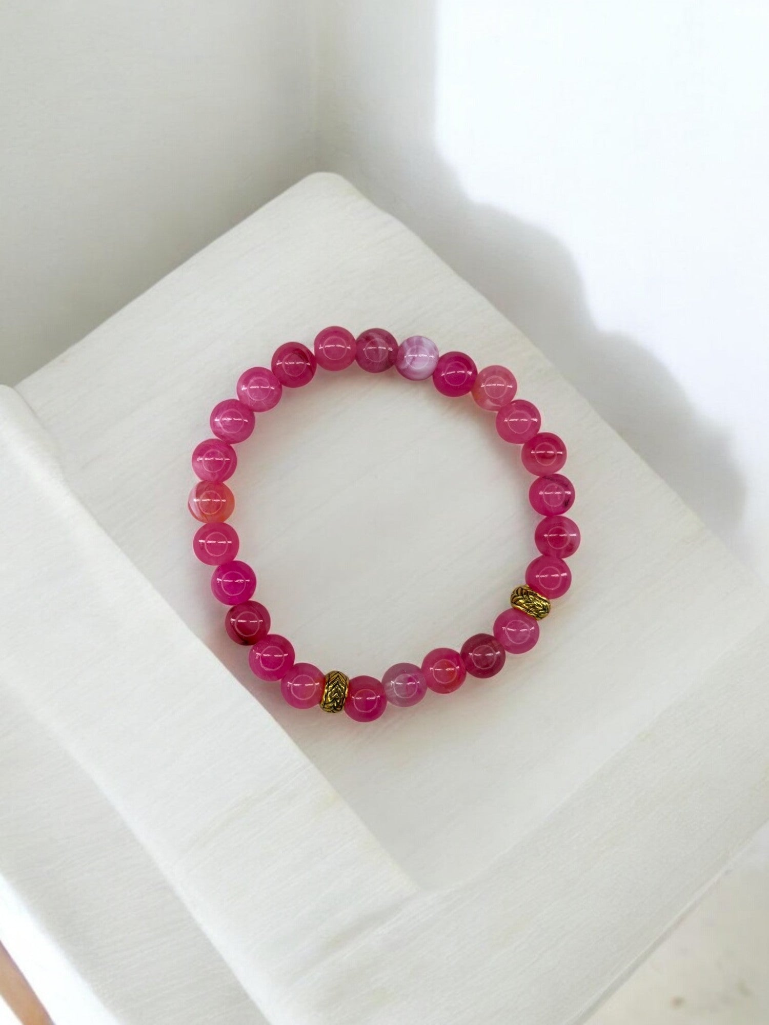 Bracelet homme perles intercalaires doré rose