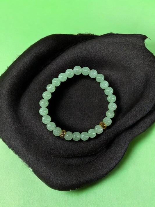 Bracelet homme perles intercalaires doré vert