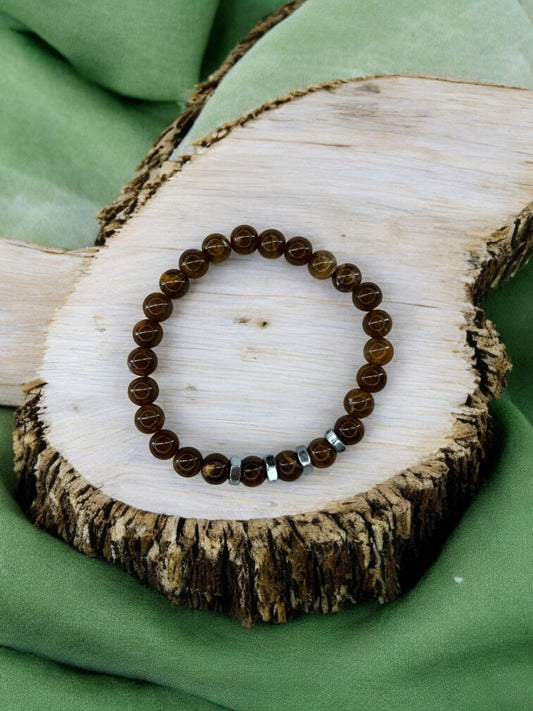 Bracelet homme quatre écrous perles marron