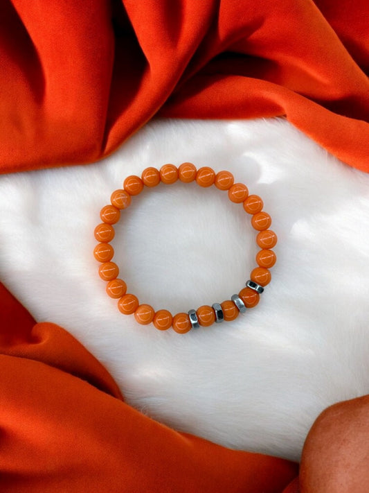 Bracelet homme quatre écrous perles orange