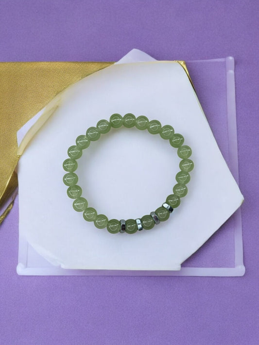 Bracelet homme quatre écrous perles vert