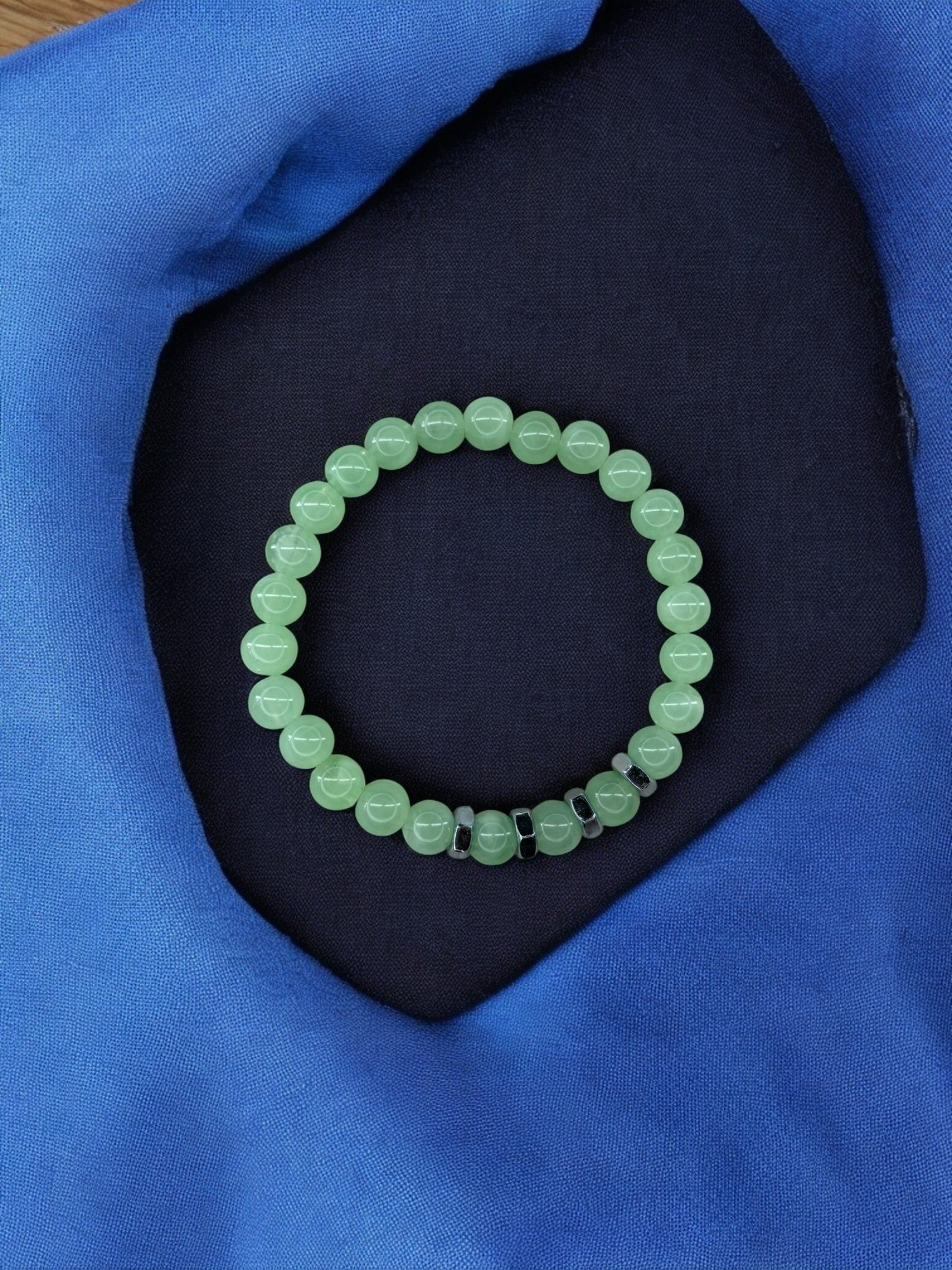 Bracelet homme quatre écrous perles vert menthe