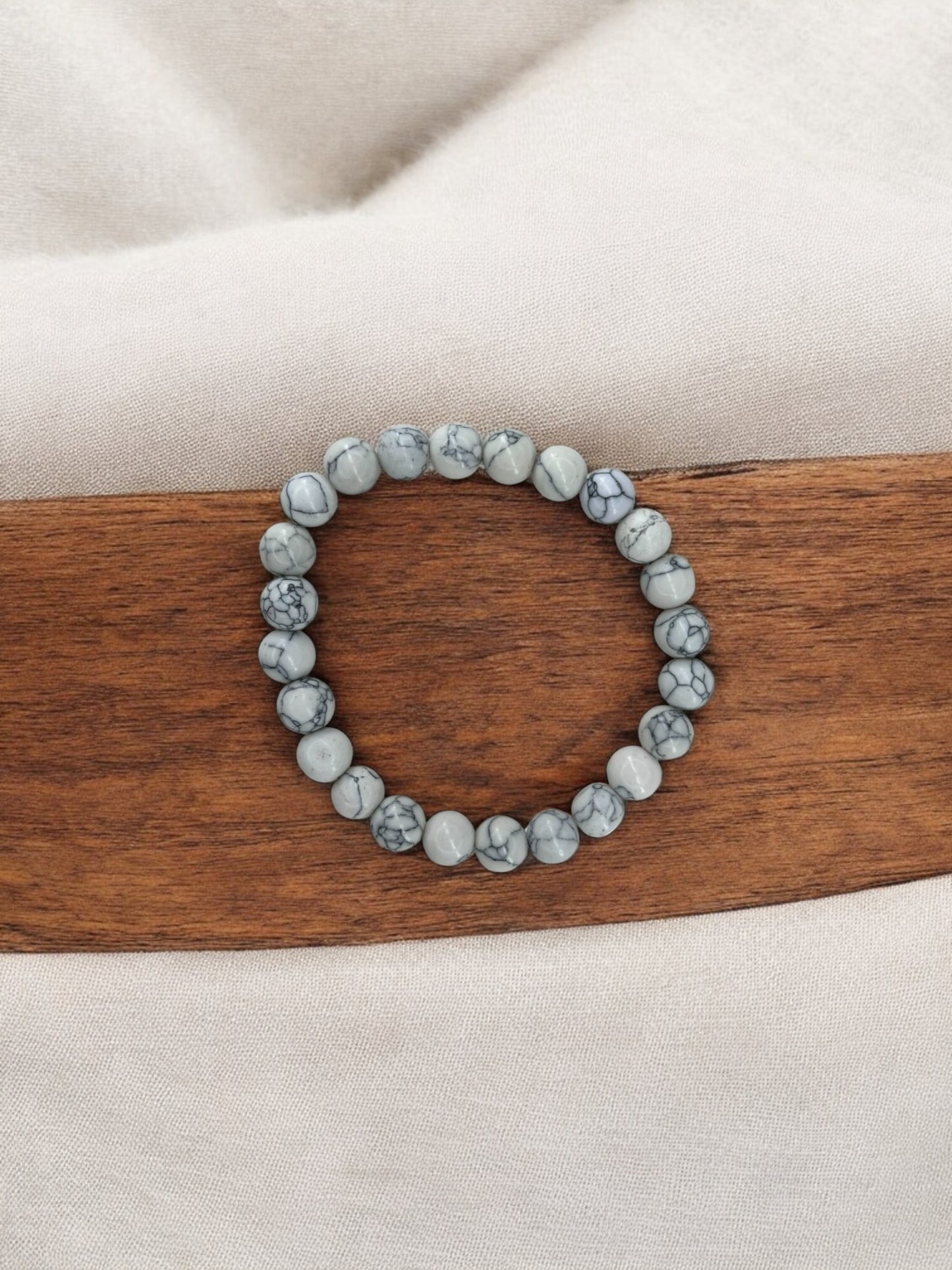 Bracelet homme simple unicolore blanc cassé à traits