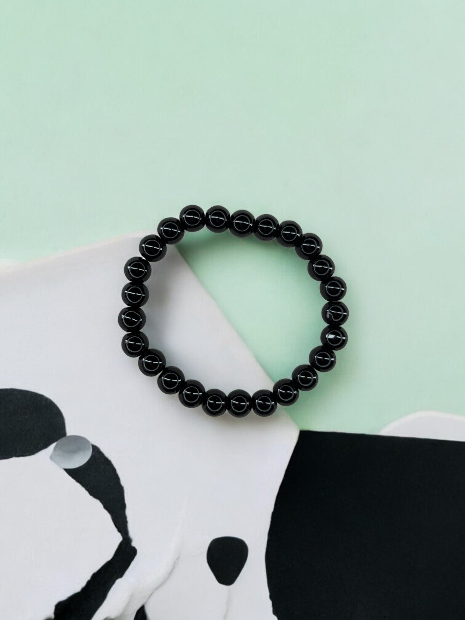 Bracelet homme simple unicolore noir brillant