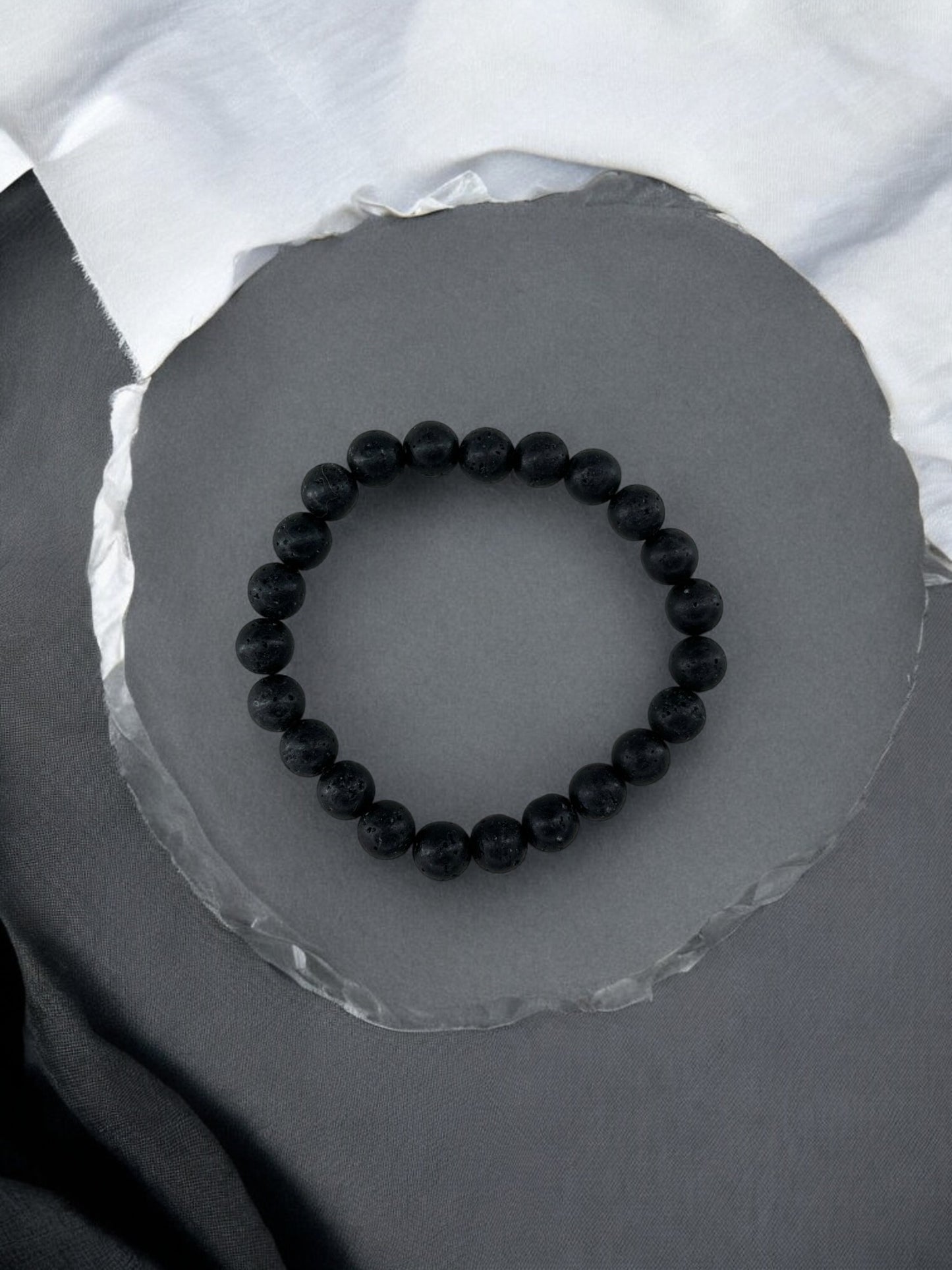 Bracelet homme simple unicolore noir volcanique