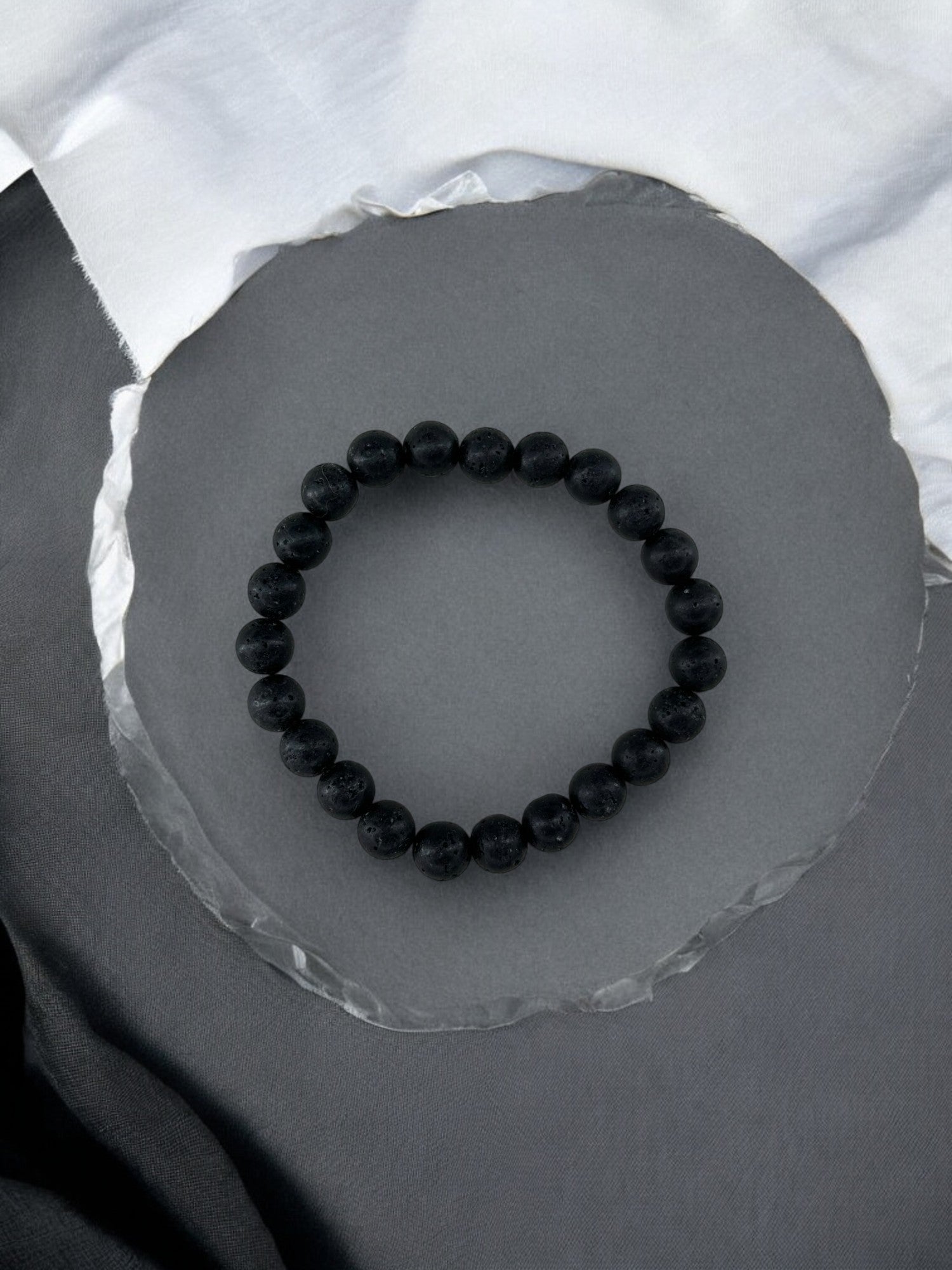 Bracelet homme simple unicolore noir volcanique