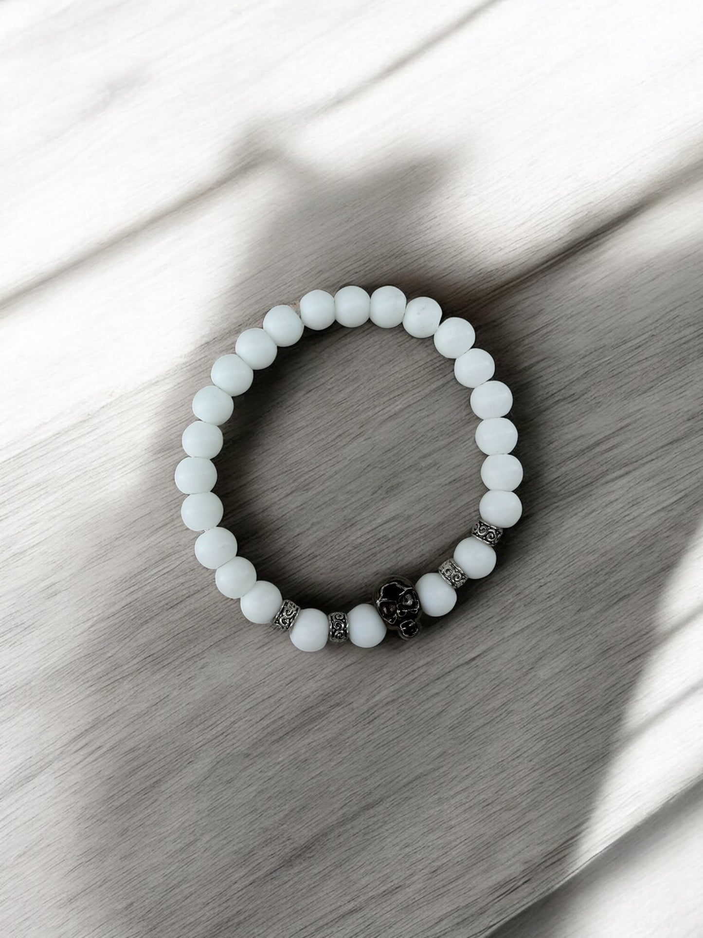 Bracelet homme tête de mort blanc